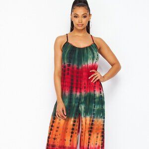 Votique Orange and Green Comfy Palazzo Jumpsuit